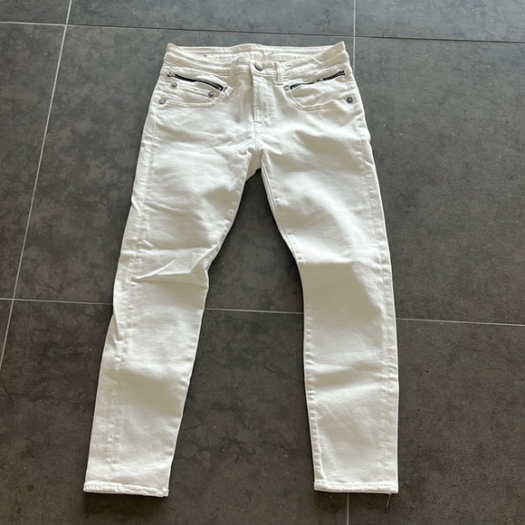 R13 Biker Boy White Cropped Jeans - Picture 3 of 11